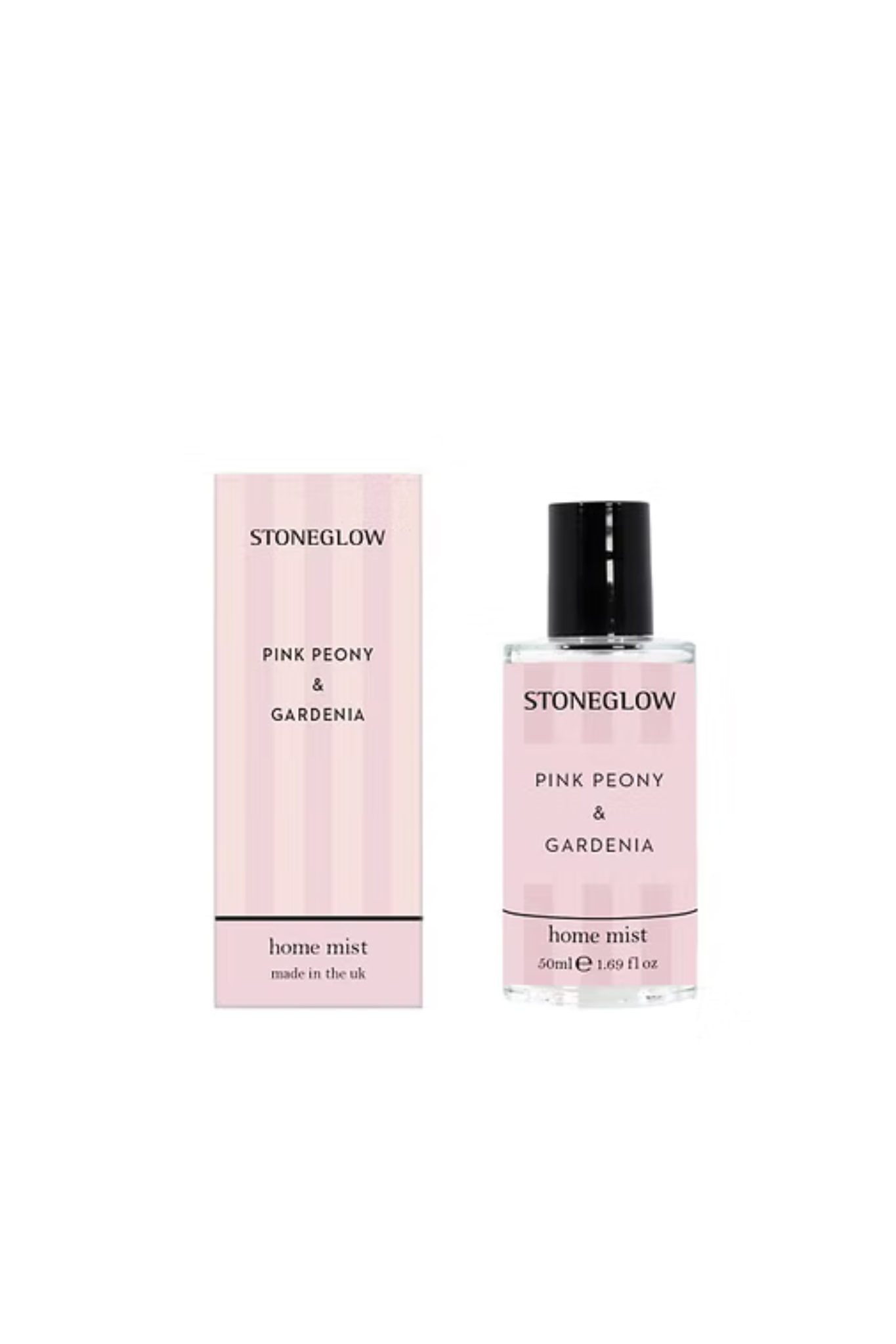 Stoneglow Pink Peony & Gardenia home mist bottle on a white background