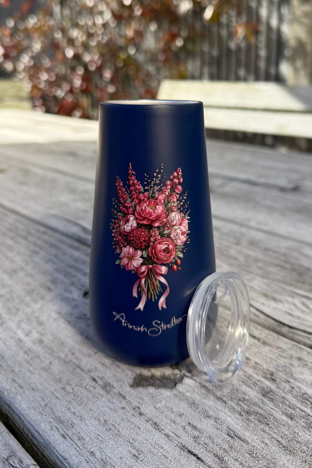 Annah Stretton Navy Bunch floral insulated champagne flute