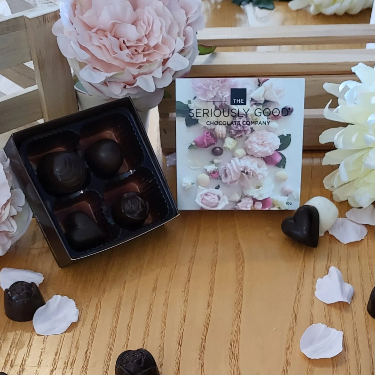 Seriously Good Chocolate 4 piece gift box with assorted chocolates