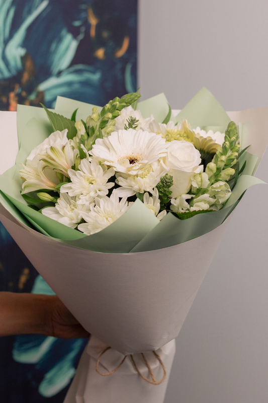 Florist Choice White and Green Sympathy Bouquet