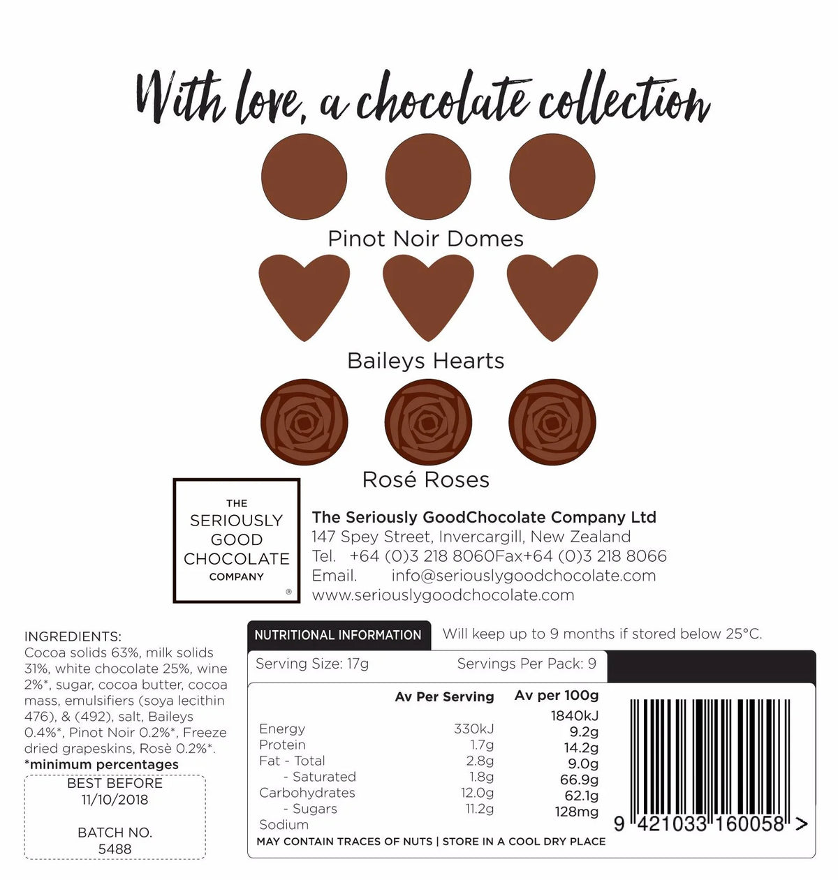 Handcrafted New Zealand chocolates in With Love gift box