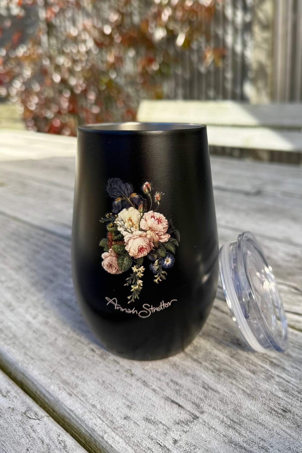 Moonlit Peony 300ml stainless steel floral travel mug