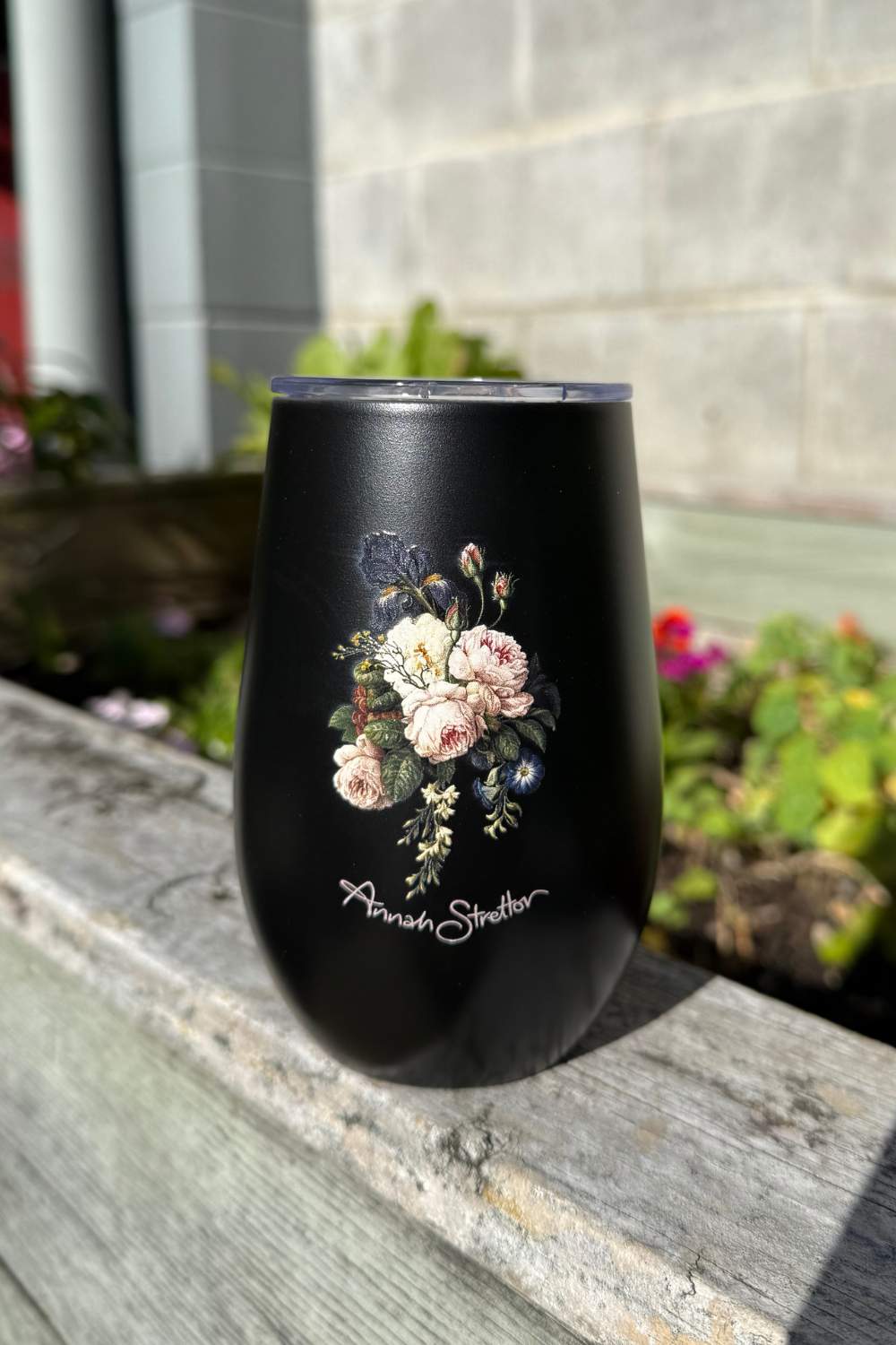 Annah Stretton Moonlit Peony floral insulated travel mug